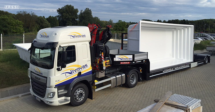 Pool transport on low-loader London